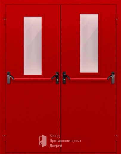 Фото двери «Двупольная с стеклом и антипаникой (красная)» в Ногинску