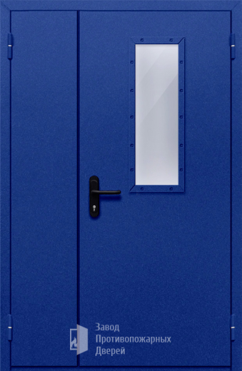Фото двери «Полуторная со стеклом (синяя)» в Ногинску