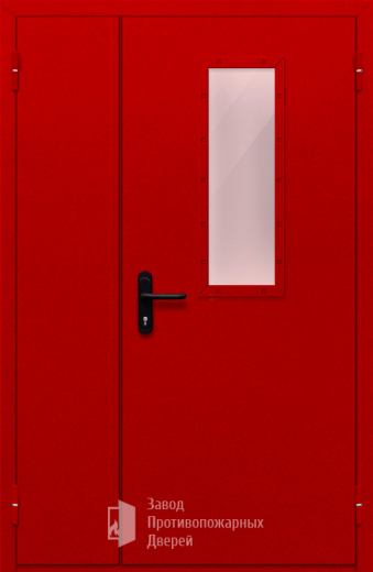 Фото двери «Полуторная со стеклом (красная)» в Ногинску