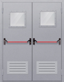 Фото двери «Двупольная со стеклопакетом и решеткой (антипаника)» в Ногинску