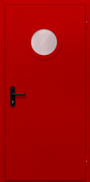 Фото двери «Однопольная с круглым стеклом (красная)» в Ногинску