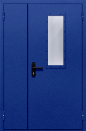 Фото двери «Полуторная со стеклом (синяя)» в Ногинску