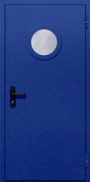Фото двери «Однопольная с круглым стеклом (синяя)» в Ногинску