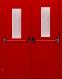 Фото двери «Двупольная с стеклом и антипаникой (красная)» в Ногинску
