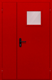 Фото двери «Полуторная со стеклопакетом (красная)» в Ногинску