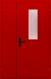 Фото двери «Полуторная со стеклом (красная)» в Ногинску