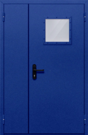 Фото двери «Полуторная со стеклопакетом (синяя)» в Ногинску